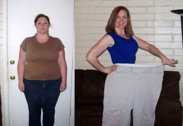 woman before and after diet drinking